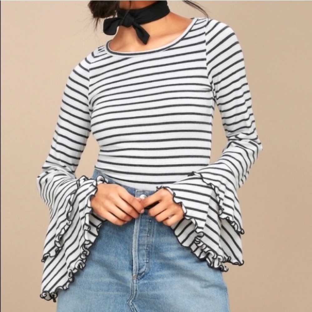 Free people striped bell sleeve top